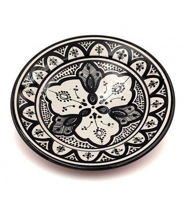 Assiette ou Table Décorative - Céramique Andalouse Asfi - Artisanat Marocain - Modèle Aswadein