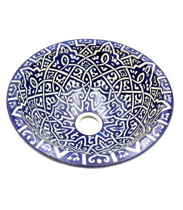 Arabisches Keramikwaschbecken - Handbemalt - Modell Fez - 35 cm