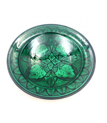 Plato Decorativo o de Mesa Verde - Cerámica Andalusí Asfi - Artesanía Marroquí - Modelo Lainun