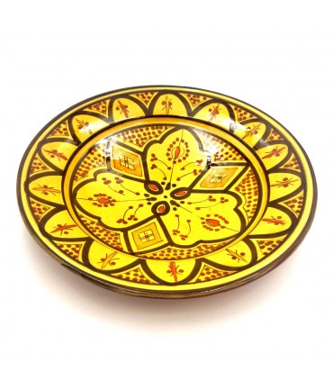 Assiette ou Table Décorative Jaune - Céramique Asfi Andalusí - Artisanat Marocain - Modèle Lainun