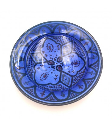 Prato Decorativo ou Mesa Azul - Cerâmica Asfi Andalusí - Artesanato Marroquino - Modelo Lainun