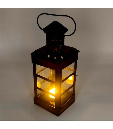 Lanterna per candela - rettangolare con manico - nuovo - 30 cm