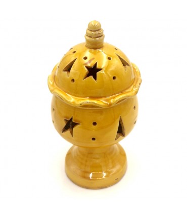 Enameled Ceramic Censer or Candle Holder - Moroccan Crafts - Qubbatun Model