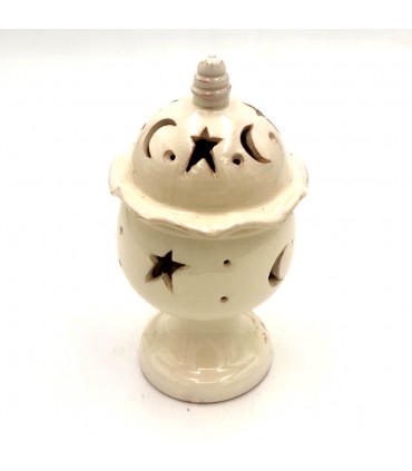 Enameled Ceramic Censer or Candle Holder - Moroccan Crafts - Qubbatun Model