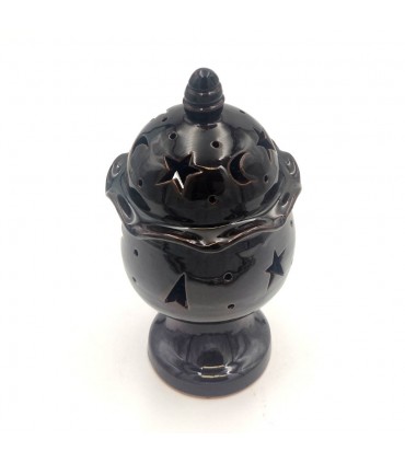Incensario o Portavelas Cerámica Esmaltada - Artesanía Marroquí - Modelo Qubbatun