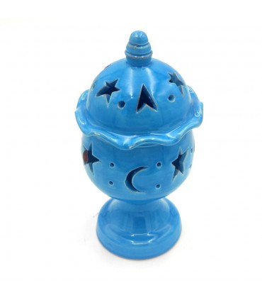 Enameled Ceramic Censer or Candle Holder - Moroccan Crafts - Qubbatun Model