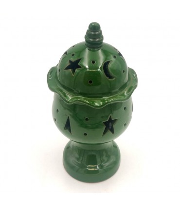 Incensário de cerâmica vitrificada - Artesanato marroquino - Modelo Qubbatun