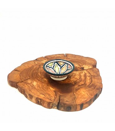 Tranche de bois d'olivier - Artisanat grenadin - Poncée et durcie - 25 x 2 cm