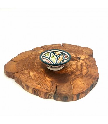 Tranche de bois d'olivier - Artisanat grenadin - Poncée et durcie - 25 x 2 cm