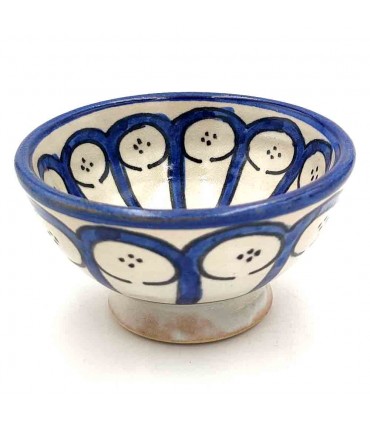 Ciotola in ceramica fatta a mano - Colore blu - Artigianato marocchino - Design degli archi andalusi - Modello Aqwas