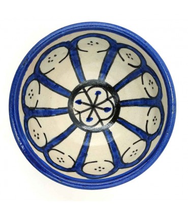 Handgemachte Keramikschale - Blaue Farbe - Marokkanisches Kunsthandwerk - Andalusisches Bogendesign - Aqwas Model