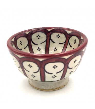 Bol en Céramique Fait Main - Couleur Grenat - Artisanat Marocain - Design Arches Andalouses - Modèle Aqwas