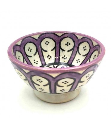 Cuenco Cerámica Artesanal - Color Morado - Artesanía Marroquí - Diseño Arcos Andalusís - Modelo Aqwas