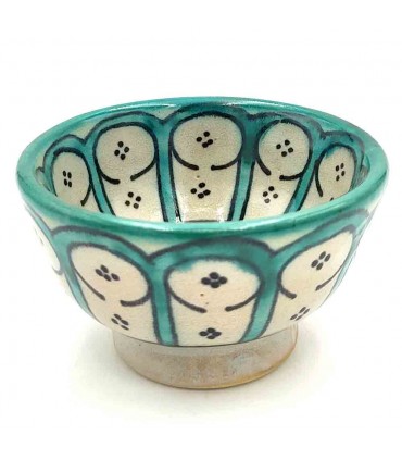 Bol en Céramique Fait Main - Couleur Bleu Corail - Artisanat Marocain - Design Arches Andalouses - Modèle Aqwas
