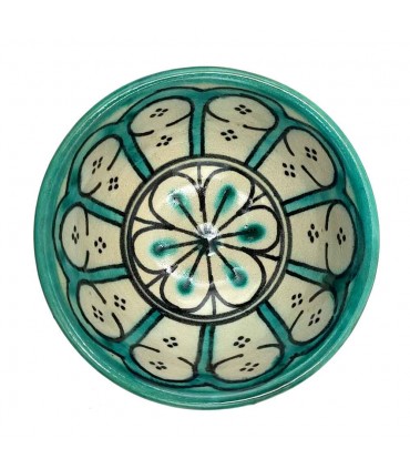 Bol en Céramique Fait Main - Couleur Bleu Corail - Artisanat Marocain - Design Arches Andalouses - Modèle Aqwas