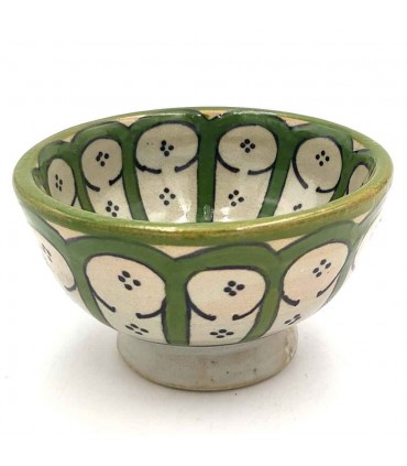 Bol En Céramique Fait Main - Couleur Vert Olive - Artisanat Marocain - Design Arches Andalouses - Modèle Aqwas
