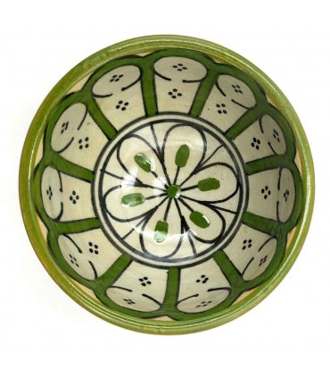 Handgefertigte Keramikschale - Olivgrüne Farbe - Marokkanisches Kunsthandwerk - Andalusisches Bogendesign - Aqwas Modell