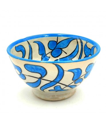 Tigela / tigela / Tigela Cerâmica artesanal - Cor turquesa - Artesanato marroquino - Design floral andaluz - Modelo Tasaluq
