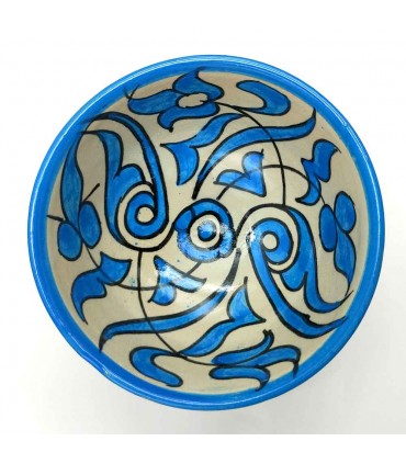 Ciotola / ciotola / ciotola in ceramica fatta a mano - colore turchese - artigianato marocchino - design floreale andaluso - mod