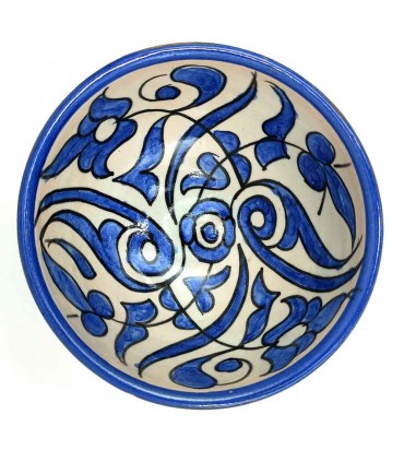 Tigela / tigela / Tigela Cerâmica feita à mão - Cor Azul Marinho - Artesanato Marroquino - Design Floral Andaluz - Modelo Tasalu