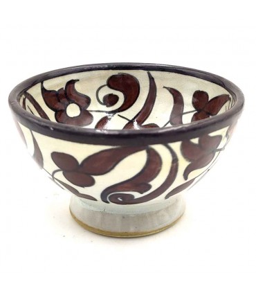 Bol / Bol / Bol Fait Main Céramique - Couleur Marron - Artisanat Marocain - Design Floral Andalou - Modèle Tasaluq
