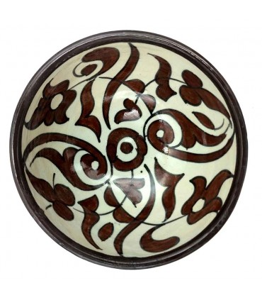 Bol / Bol / Bol Fait Main Céramique - Couleur Marron - Artisanat Marocain - Design Floral Andalou - Modèle Tasaluq