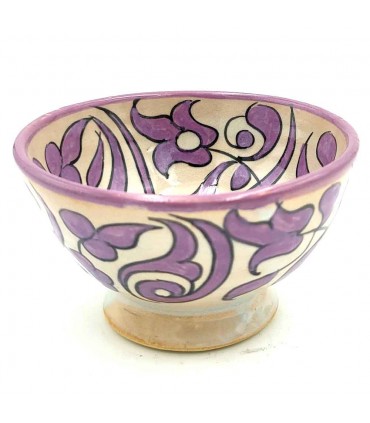 Bol / Bol / Bol Fait Main Céramique - Couleur Violet - Artisanat Marocain - Design Floral Andalou - Modèle Tasaluq