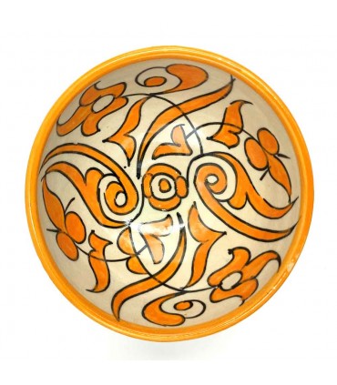 Tigela / tigela / Tigela Cerâmica artesanal - Cor amarela - Artesanato marroquino - Design floral andaluz - Modelo Tasaluq