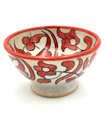 Tigela / tigela / Tigela Cerâmica artesanal - Cor vermelha - Artesanato marroquino - Design floral andaluz - Modelo Tasaluq