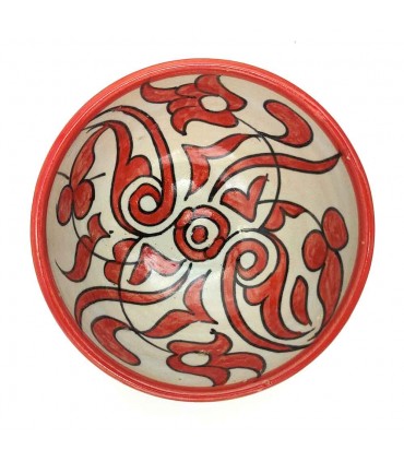 Bol / Bol / Bol Fait Main Céramique - Couleur Rouge - Artisanat Marocain - Design Floral Andalou - Modèle Tasaluq