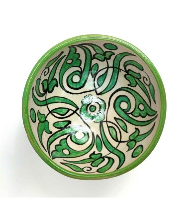 Bol / Bol / Bol Fait Main Céramique - Couleur Vert Corail - Artisanat Marocain - Design Floral Andalou - Modèle Tasaluq