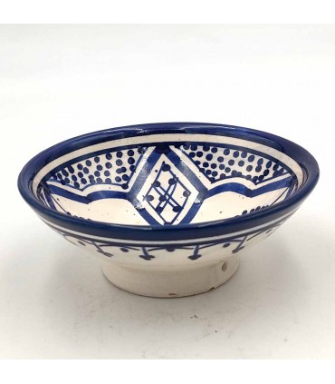 Ciotola in ceramica di Asfi - Colore Blu e Bianco - Artigianato Marocchino - Modello Basata