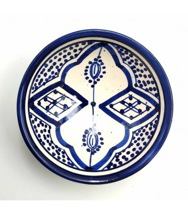 Asfi Ceramic Bowl Bowl - Blue and White Color - Moroccan Handicraft - Basata Model