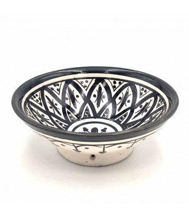 Asfi Ceramic bowl bowl - Black and White Color - Moroccan Handicraft - Basata Model