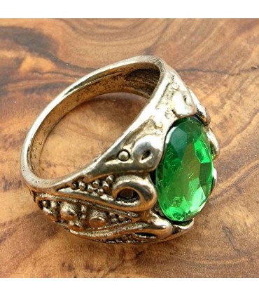 Bague unisexe en alliage d'acier inoxydable - Style gothique médiéval - Modèle Khamsa Akhdar