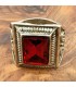 Stainless Steel Alloy Unisex Ring - Red Stone - Medieval Gothic Style - Ashra Ahmar Model