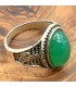 Anillo unisex Aleación Inox - Piedra Verde - Estilo Medieval Gótico - Modelo Ihda Ashra Akhdar