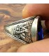Bague Unisexe Alliage Inox - Pierre Bleue - Style Gothique Médiéval - Modèle Zalaza Ashra Azrak