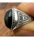 Stainless Steel Alloy Unisex Ring - Black Stone - Medieval Gothic Style - Khamsa Ashra Aswad Model