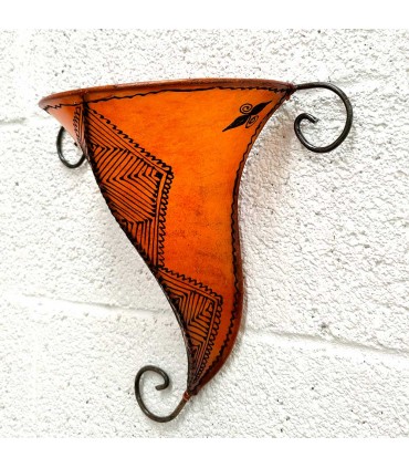 Apply Leather Lampshade painted with Henna - Andalusian Decoration - Moroccan Crafts - Bortukal Model