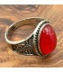 Stainless Steel Alloy Unisex Ring - Red Stone - Medieval Gothic Style - Ashrin Ahmar Model