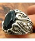 Anello Unisex in Lega Inossidabile - Pietra Nera - Stile Medievale Gotico - Modello Khamsa Ashrin Ahmar
