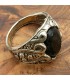 Stainless Steel Alloy Unisex Ring - Black Stone - Medieval Gothic Style - Khamsa Ashrin Ahmar Model