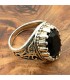 Unisex-Ring aus Edelstahllegierung - Schwarzer Stein - Mittelalterlicher gotischer Stil - Zalazin Aswad-Modell