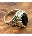 Anello Unisex in Lega Inossidabile - Pietra Nera - Stile Medievale Gotico - Modello Zalazin Aswad