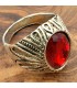 Bague unisexe en alliage d'acier inoxydable - Pierre rouge - Style gothique médiéval - Modèle Zamania Ahmar