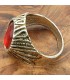 Anello Unisex in Lega Inossidabile - Pietra Rossa - Stile Medievale Gotico - Modello Zamania Ahmar