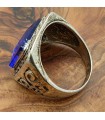 Unisex-Ring aus Edelstahllegierung - Blauer Stein - Mittelalterlicher gotischer Stil - Arbaa Azrak-Modell