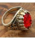 Anello Unisex in Lega Inossidabile - Pietra Rossa - Stile Medievale Gotico - Modello Iznain Zalazin Ahmar