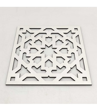 Pack 6 Trivets Plate Holder White Lacquered - Andalusian Lattice - Laser Cut - Alhambra Model